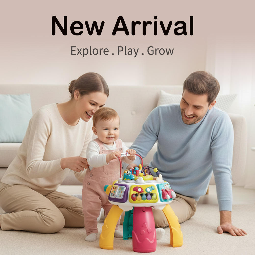 Montessori Toddler Activity Center Educational Sensory Musical Learning Toys Sit to Stand Baby Activity Table for 1+ Year Old