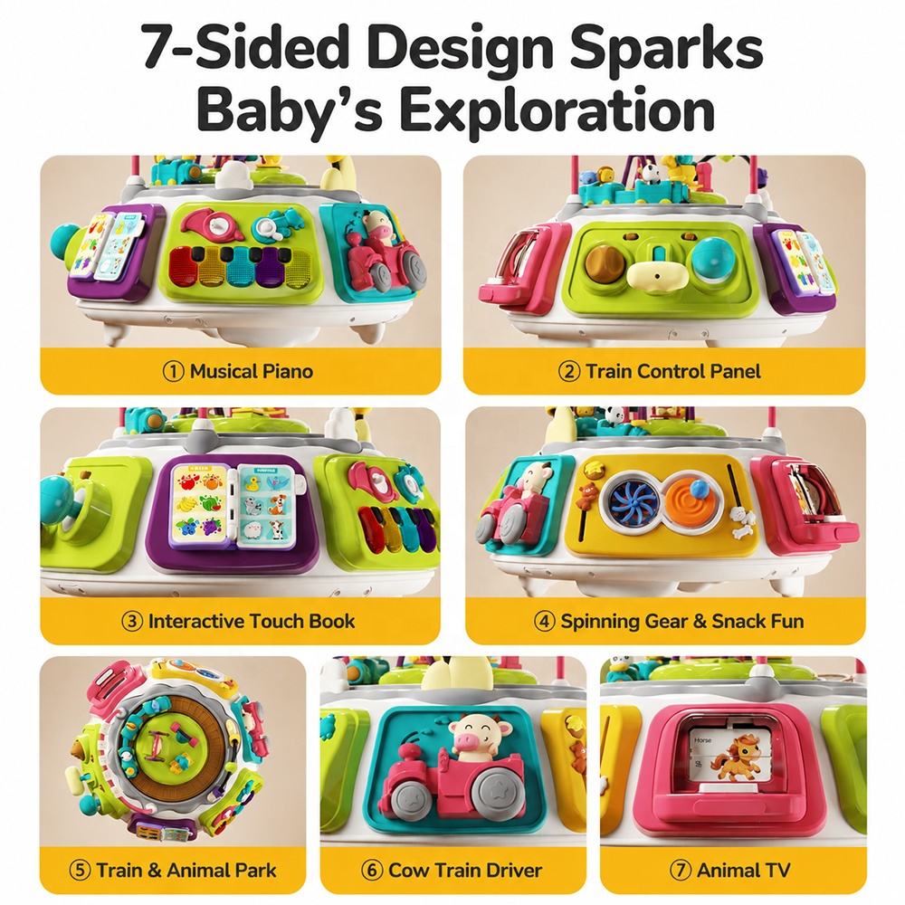 Montessori Toddler Activity Center Educational Sensory Musical Learning Toys Sit to Stand Baby Activity Table for 1+ Year Old