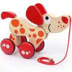 Newest Design Toddler Early Learning String Pull Along Dog Wooden Pretend Play Toys