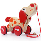 Newest Design Toddler Early Learning String Pull Along Dog Wooden Pretend Play Toys